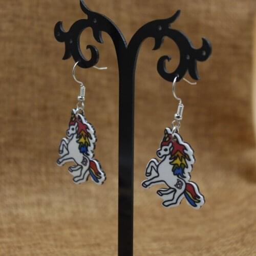 New Korea Cute Cartoon Unicorn Acrylic Earrings Fashion Small Animal Earrings Female Small Accessories