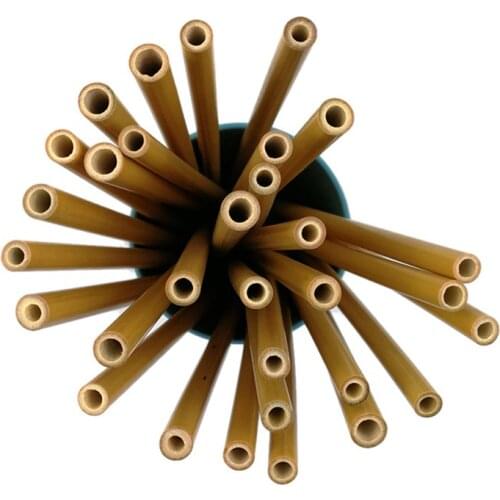 New Useful 12pcs / Set Bamboo Straws Reusable Eco-Friendly Kitchen Party With Clean Brush For Wholesale Drop Shipping