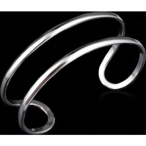New Fashion Fine 925 Sterling Silver Simple Hollow Classic Design Woman Bangle Bracelet Jewelry free shipping