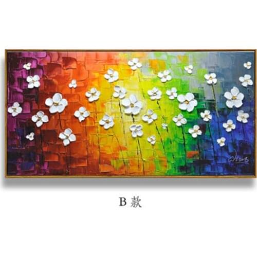 Knife Hand Made White FlowersOil Painting Artwork Pictures Abstract Home Wall Decoration Bed Living Room Wall Decor