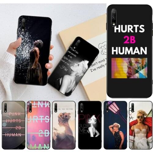 P!nk Pink Hurts 2b Human Black TPU Soft Rubber Phone Cover for Huawei Honor 30 20 10 9 8 8x 8c v30 Lite view pro
