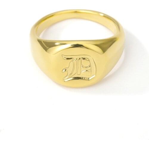 Punk A-Z Initial Signet Rings For Women Men Stainless Steel Gold Statement Ring Best Friend Punk Jewelry Gift Bague Femme 2021