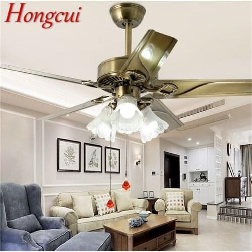 Hongcui Ceiling Fan Light Modern Simple Lamp With Straight Blade Remote Control For Home Living Room