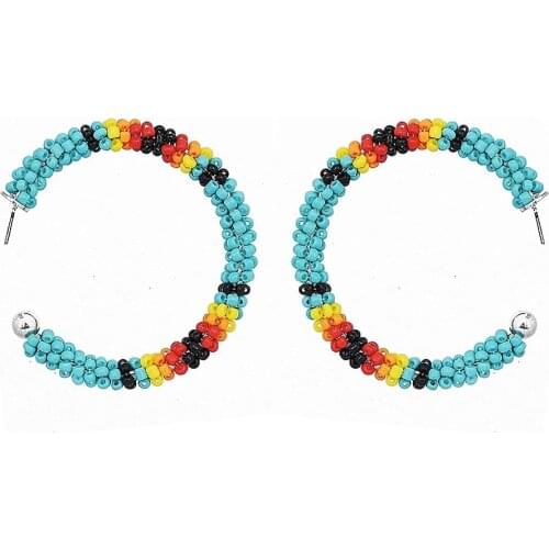 Exaggerated Big Circle Hoop Earrings for Women Bohemian Acrylic Beads Statement Earring Wedding Party Summer Jewelry oorbellen