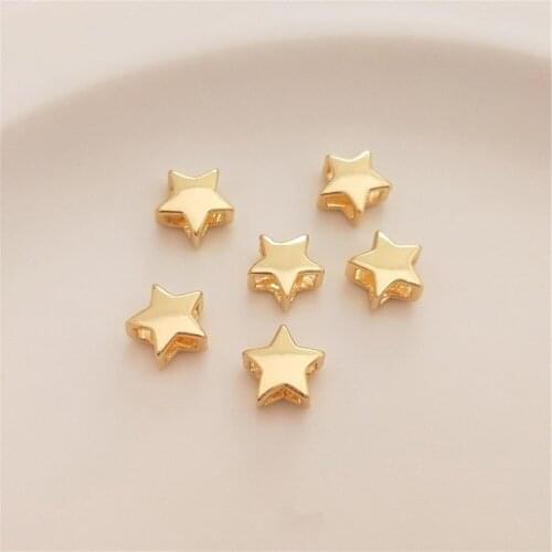 14K Gold Filled Double five-pointed star hollow star bracelet pearl diy necklace earrings pendant accessories