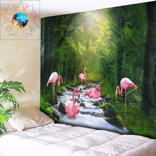 Chic Forest Tapestry Flamingo Wall Hanging Tapestry Wall Boho Decor Wall Tapestry Psychedelic Hippie Mandala Tapestries Gobelin