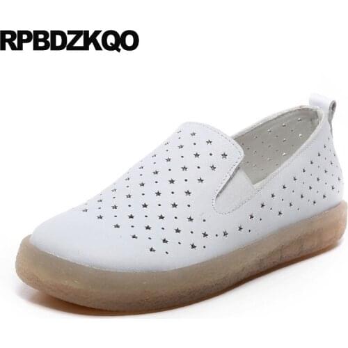 Wide Fit Shoes Ladies Women Japanese Maternity Platform Sandals White Thick Sole Hollow Out Nurse Breathable Retro Driving Flats