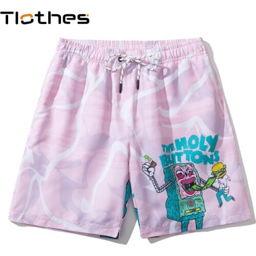 Sports Shorts Men Cartoons Comics Print Bermuda Shorts Pink Pattern Beach Shorts Brand Mens Running Basketball Board Shorts Men