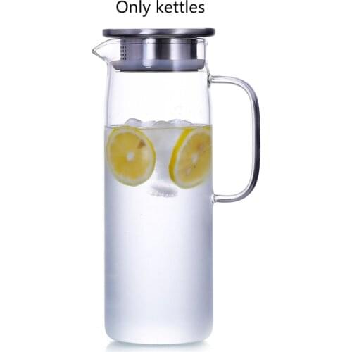 Heat-resistant Glass Jug Straight Body Pot Cold Water Cup Teapot Boiling Water Bamboo Cover Cold Water Bottle