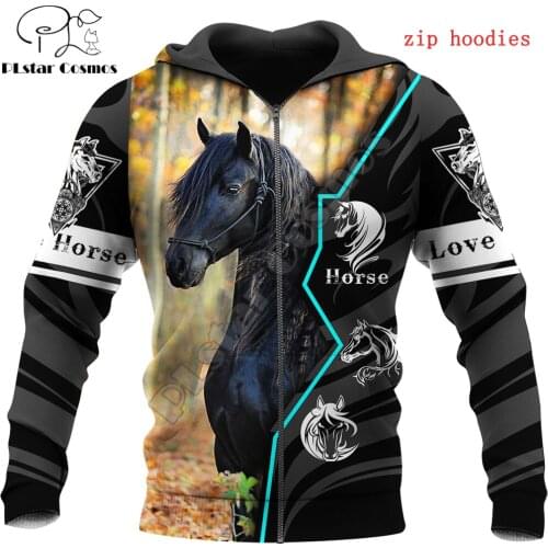 Animal Beautiful Horse 3D Printed Men zip Hoodie Harajuku Fashion autumn Jacket hoodies Unisex Casual Hooded zipper Sportswear
