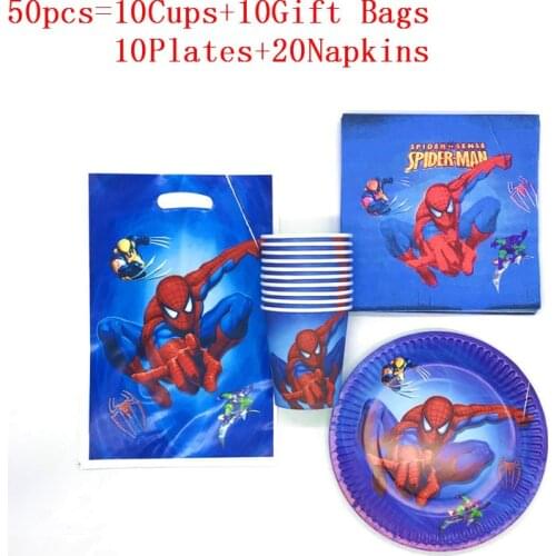 Spiderman Birthday Party Decorations Kids Paper Plates Cups Gift bags Napkins For Boys Baby Shower Gender Reveal Party supplies