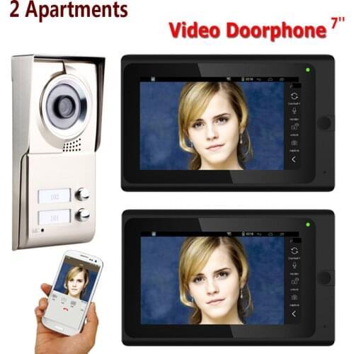 7inch Record Wired Wifi 2 Apartments Video Door Phone Intercom System IR-CUT HD 1000TVL Camera Doorbell Camera with 2 button 2 M