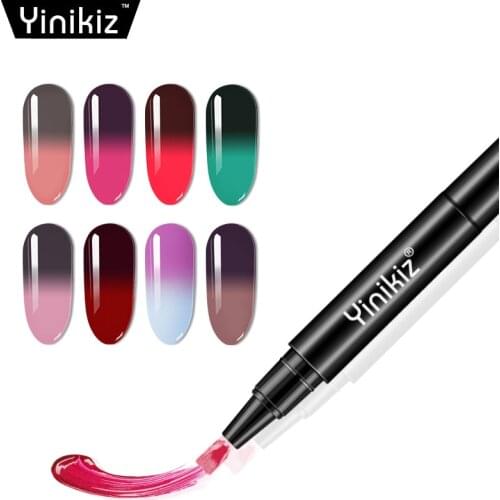 Yinikiz Thermal Hybrid Gel Pen Semi-Permanent Temperature Changing Varnish UV Gel Nail Polish Chameleon Art Lacquer Glue