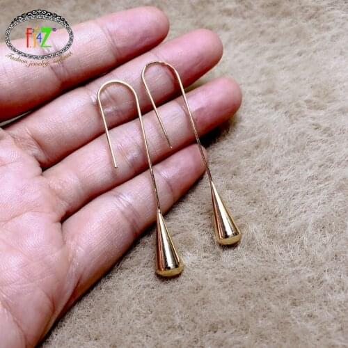 F.J4Z New Trendy Chic Earrings for Women Fashion Long Stick Alloy Waterdrop Drop Earring Ladies Cocktail Gifts Jewelry Dropship