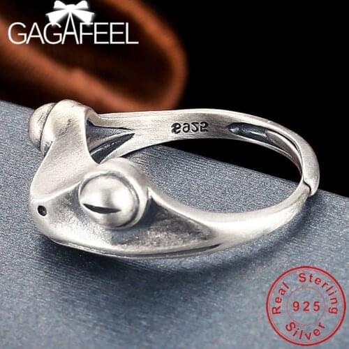 GAGAFEEL S925 Sterling Silver Frog Rings Open Ring Fine Jewelries for Women Female Drop Ship Top Quality