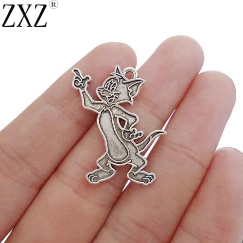ZXZ 10pcs Lovely Cartoon Cat Charms Pendants For Animal Necklace Jewelry Making Findings 30x23mm