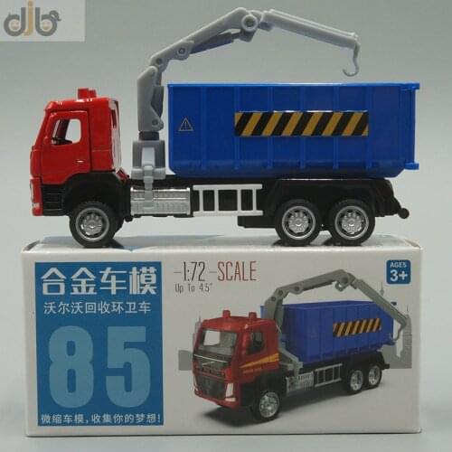 1:72 Diecast Model Toy Recycling Sanitation Pull Back Vehicle