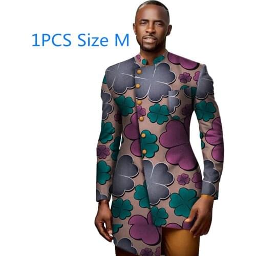 1Pcs Size M Bazin Riche Men Cotton Shirts Dashiki African Print African Style Clothing WYN706