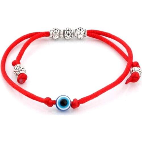 10pc Acrylic blue eye Bead Kabbalah Red String Bracelet Alloy Bead Protection Health Luck Happiness Bracelets S11L05
