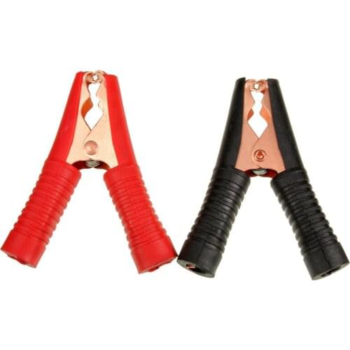 2pcs 90mm Red+Black Copper Tip Crocodile Alligator Clips Car Caravan Van Insulated Test 100A Electrical Supplies