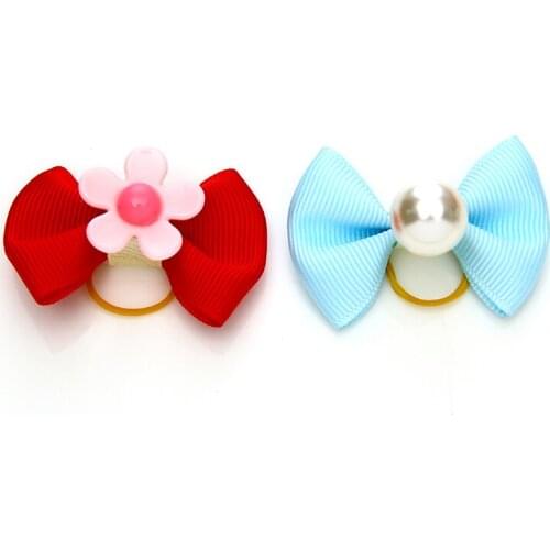2016 New pearl Bow Elastic pet luxurious super adorable pet accessories dogs accessories 30pcs