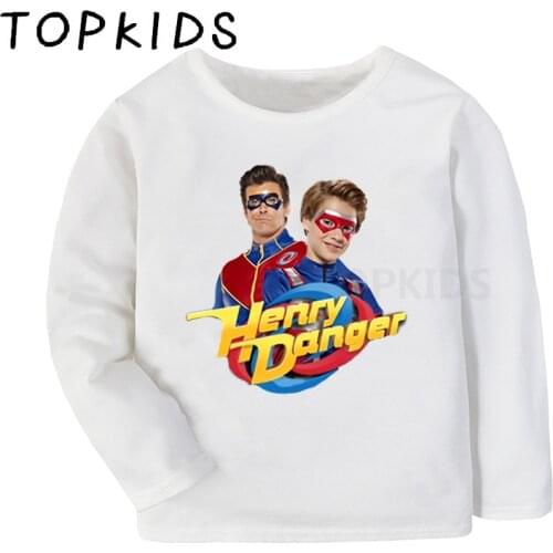 2021 Kids TV series Henry Danger Cartoon T-shirt Children Funny Casual Tops Clothes Baby Boys Girls Long Sleeve T shirt,LKP2308