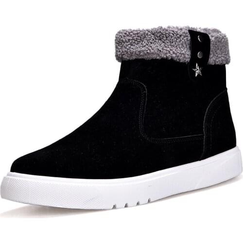 2021 Early Winter New Concise Style Snow Boots for Man Comfortable Slip-on Plush Thickening Shallow Flat Shoes for Outside