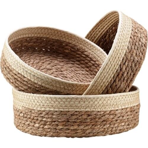 3PCS Rattan Wicker Basket Tray Set for Organizing Wicker Fruit Basket Bread Serving Basket Food Storage Baskets Holder