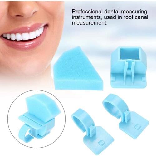 4Pcs Dendal Measuring Instruments Endodontic Root Canal File Finger Ring Holder Endo Ruler Oral Cleansing Sponge Teeth Whitening