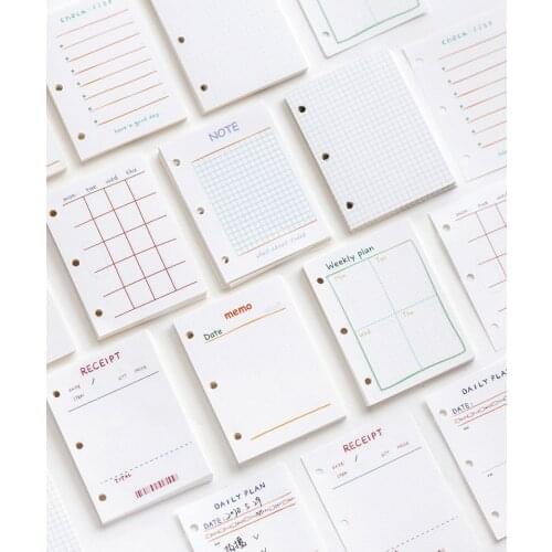 40 Sheet 3 Holes Loose-leaf Mini Notebook Refill Paper Index Separator Page Daily/ Month/To Do List School Cute Stationery