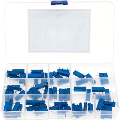 65pcs 3006P series multi-turn potentiometer 100R 500R 1K 2K 5K 10K 20K 50K 100K 500K Variable resistors With box set