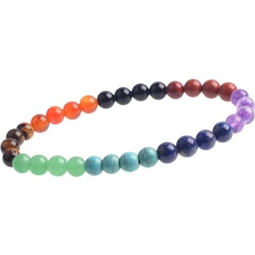 7 Chakras Bracelet Reiki Healing Balancing Round Beads crystal bracelets rainbow bracelet Fashion Jewelry