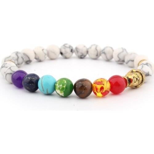 8mm multicolor Agate Chakra Healing Reiki Buddha Yoga Bracelet elastic adjustable Volcanic Stone Bangles gcg3