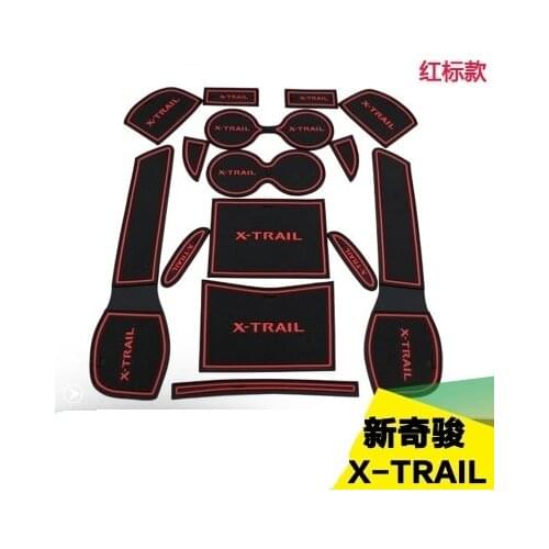 Car Accessories For 2014 2015 2016 Nissan X-Trail T32 Gate Slot Pad Non-slip Cup Mats Anti Slip Door Groove Mat Sticker X Trail