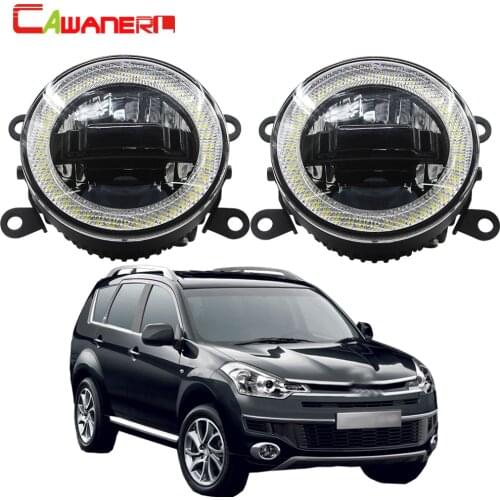 Cawanerl For Citroen C-Crosser 2009-2013 Car Front Fog Light LED DRL Daytime Running Lamp Angel Eye 12V Accessories