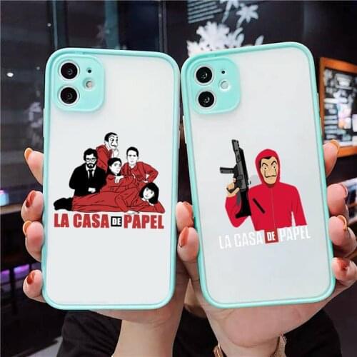 Money Heist Phone Case For iPhone 12 11 Mini Pro XR XS Max 7 8 Plus X Matte transparent blue Back Cover