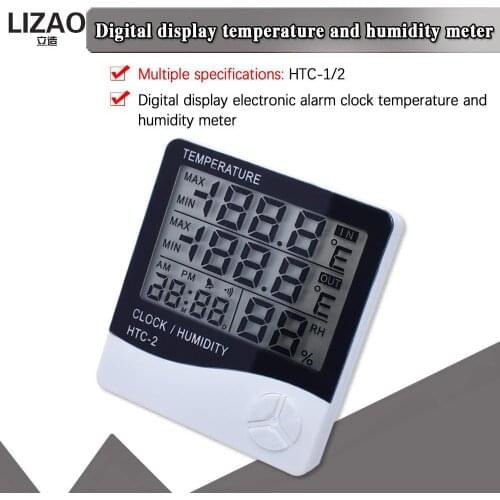 LCD Electronic Digital Temperature Humidity Meter Thermometer Hygrometer Indoor Outdoor Weather Station Clock HTC-1 HTC-2