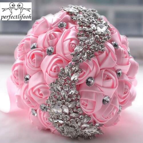Perfectlifeoh Wedding Bouquet White Brooch Bouquet Wedding Accessories Bridesmaid Artificial wedding flowers bridal bouquets