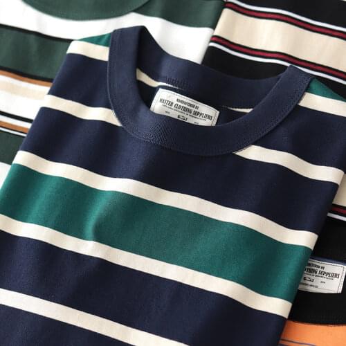 Summer Stripe T-Shirt Men And Women Classic Streetwear Fashion Ins Trend Vintage O-Neck Cotton Youth Couple Short-Sleeved Tops
