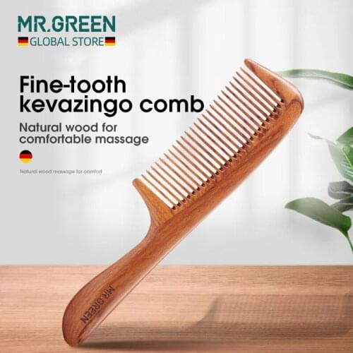 MR.GREEN Natural Wood Comb Close Teeth Anti-static Head Massage Beard Hair Care Wooden Tools Beauty Accessories
