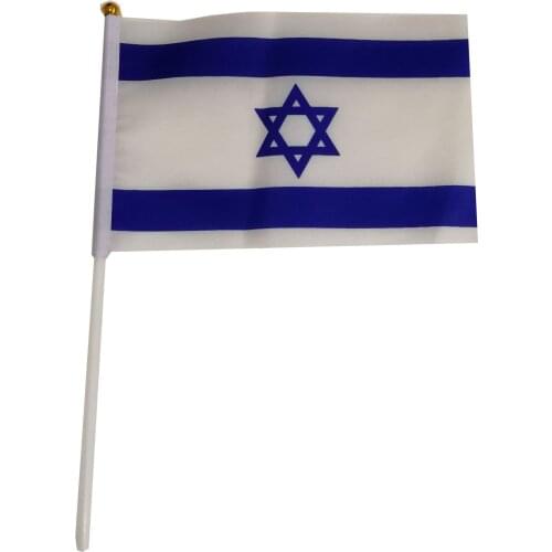 JiaHao Ready Stock 14*21CM Israel Hand Waving Flag 10pcs A Pack with Plastic flagpole