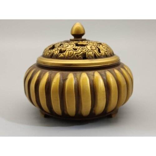 China brass pumpkin Incense burner crafts statue