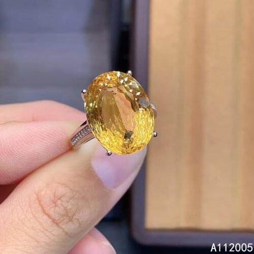 KJJEAXCMY fine jewelry 925 sterling silver inlaid Citrine gemstone new Female ring beautiful hot selling