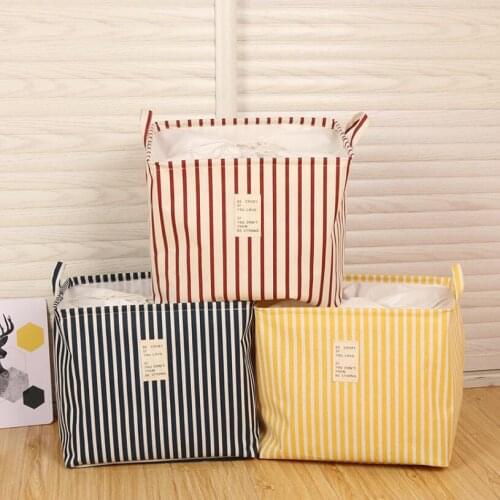 Stripe Storage Barrel Foldable Washing Clothes Laundry Basket Bag Hamper Folding Organiser Waterproof Toy Covered Storage Bucket