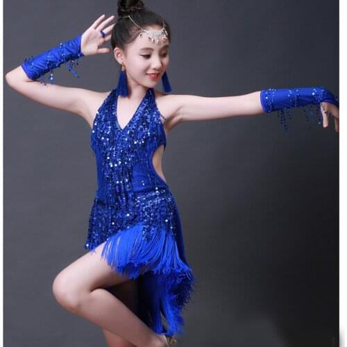 Girls Latin dance costumes childrens costumes tassel sequins competition clothes Latin dance clothes performance clothing