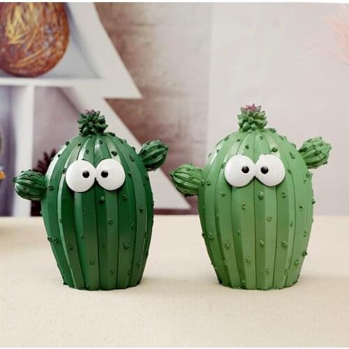 Creative Piggy Bank Resin Coin Bank Ball Cactus Shaped Money Holder Saving Pot(Random Pattern)