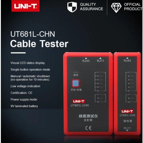 UNI-T UT681L CHN Cable Tester LAN Auto Network LED Tester Ethernet Telephone BNC HDMI Repair Tool Line Detector High precision