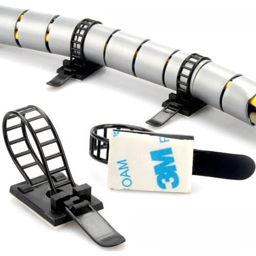 16pcs Reusable cable ties clips Adjustable Self Adhesive Wire Clamp Desk Wall Line Management support Fix Holder home Organizer