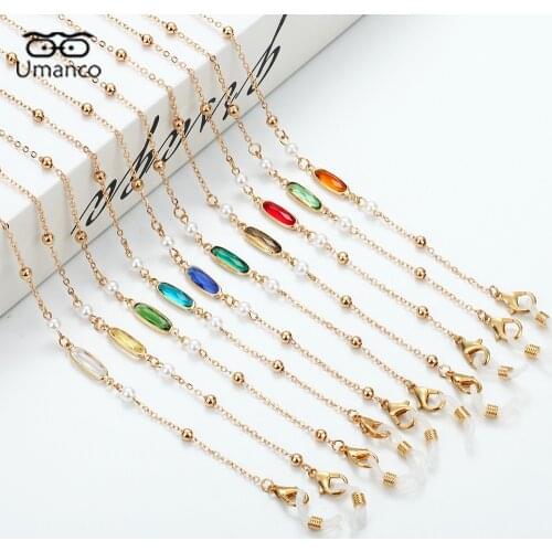 Trendy Gold Sunglasses Chain for Women Crystal Pearl Pendant Mask Glasses Chains Anti-Drop Lanyard Necklace Eyeglasses Jewelry