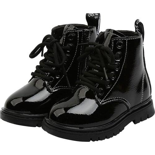 Fashion Childrens Martin Boots Kids Shoes For Autumn Winter Little Girls Shoes boys 1 2 3 4 5 6T Black